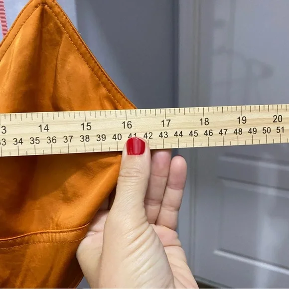 A.L.C. Blakely Cut Out Midi Dress in Rust Orange Size 10 Satin Flaw - Picture 10 of 14